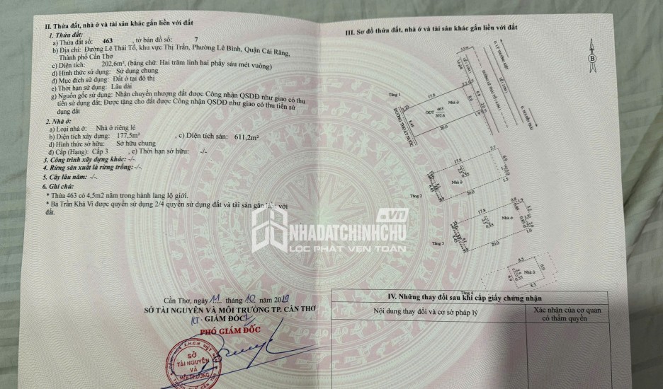 BÁN NHÀ 1 TRỆT 3 LẦU ĐƯỜNG LÊ THÁI TỔ, LÊ BÌNH, CÁI RĂNG, CẦN THƠ - 24 TỶ